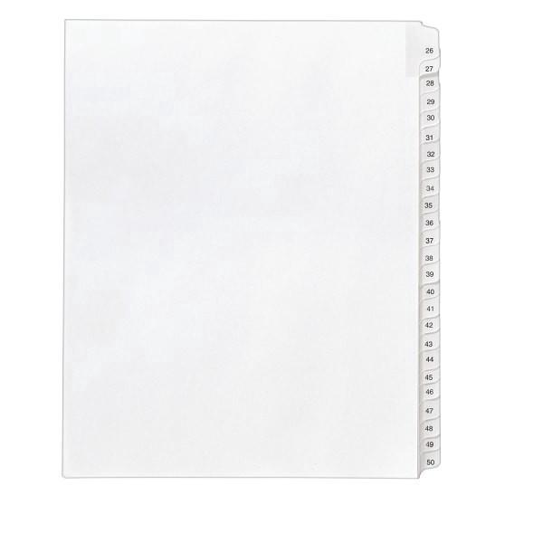 slide 1 of 7, Avery® Allstate® Style Collated Legal Exhibit Dividers, 8 1/2"" x 11"", Numbered 26-50, White, 25 ct