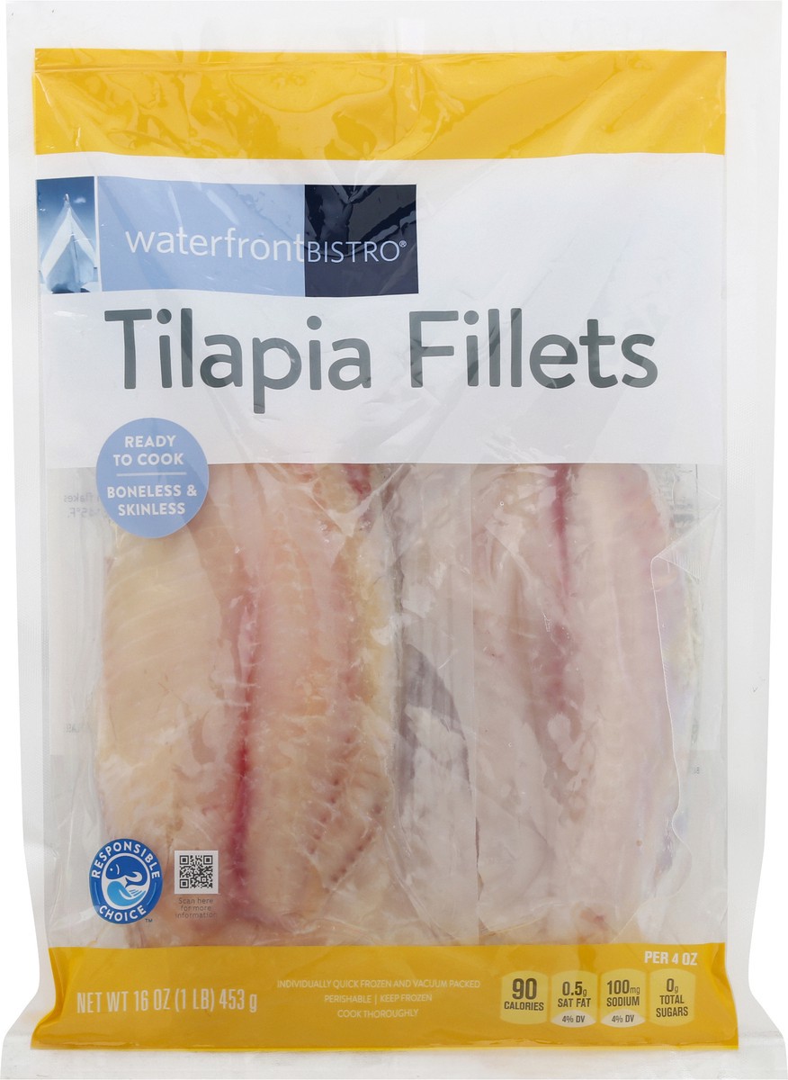 slide 2 of 9, Waterfront Bistro Boneless & Skinless Tilapia Fillets 16 oz, 16 oz