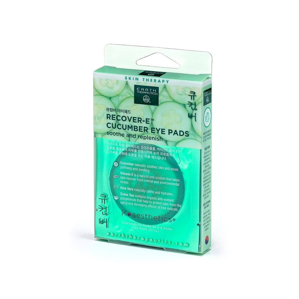 slide 1 of 1, Earth Therapeutics Recover - E Cucumber Eye Pads, 5 ct