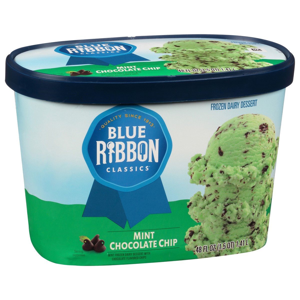slide 2 of 9, Blue Ribbon Classics Mint Chocolate Chip Frozen Dessert, 48 fl oz, 48 fl oz