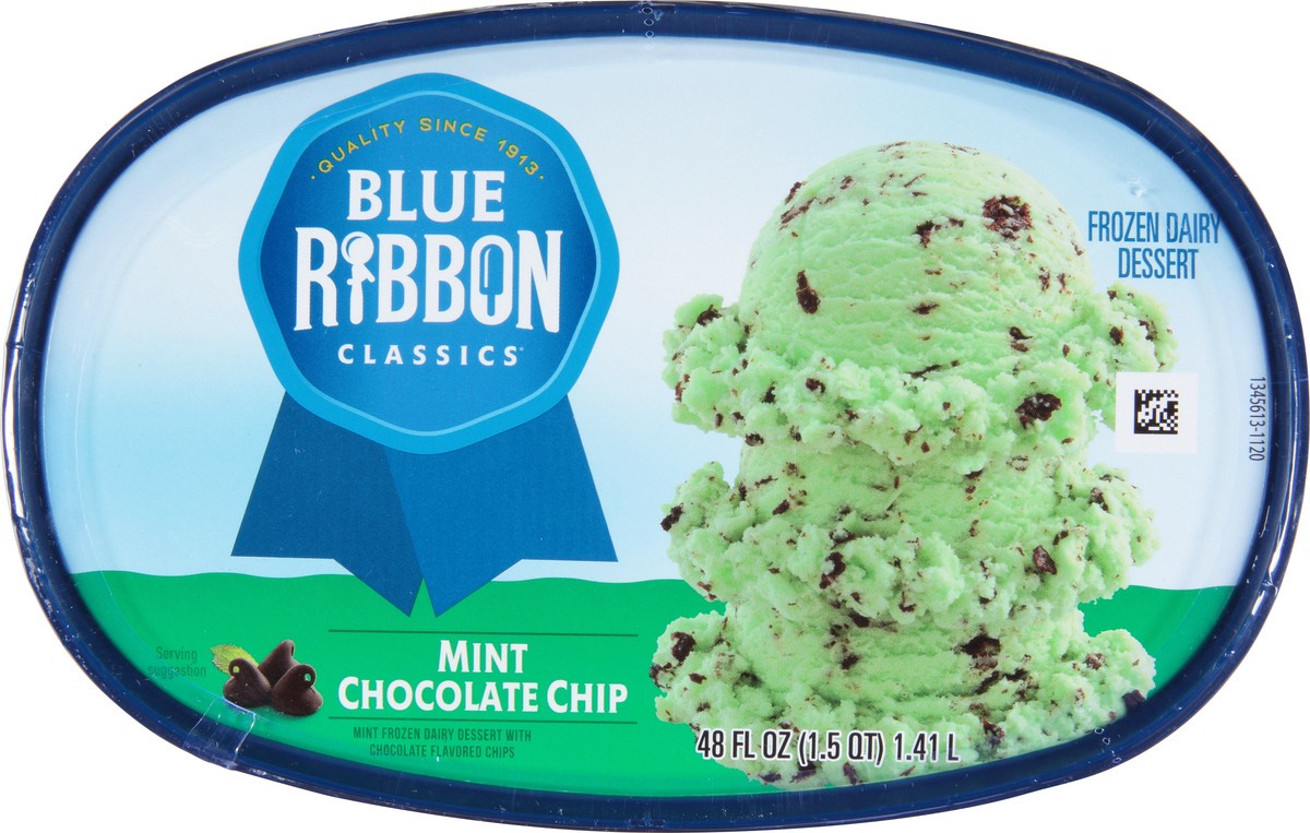 slide 5 of 9, Blue Ribbon Classics Mint Chocolate Chip Frozen Dessert, 48 fl oz, 48 fl oz