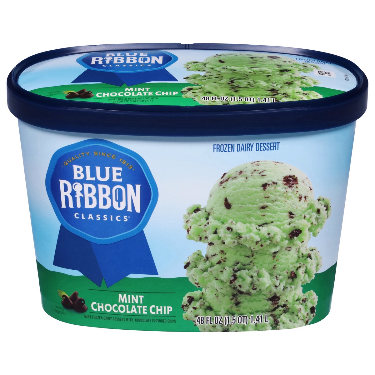 slide 1 of 9, Blue Ribbon Classics Mint Chocolate Chip Frozen Dessert, 48 fl oz, 48 fl oz