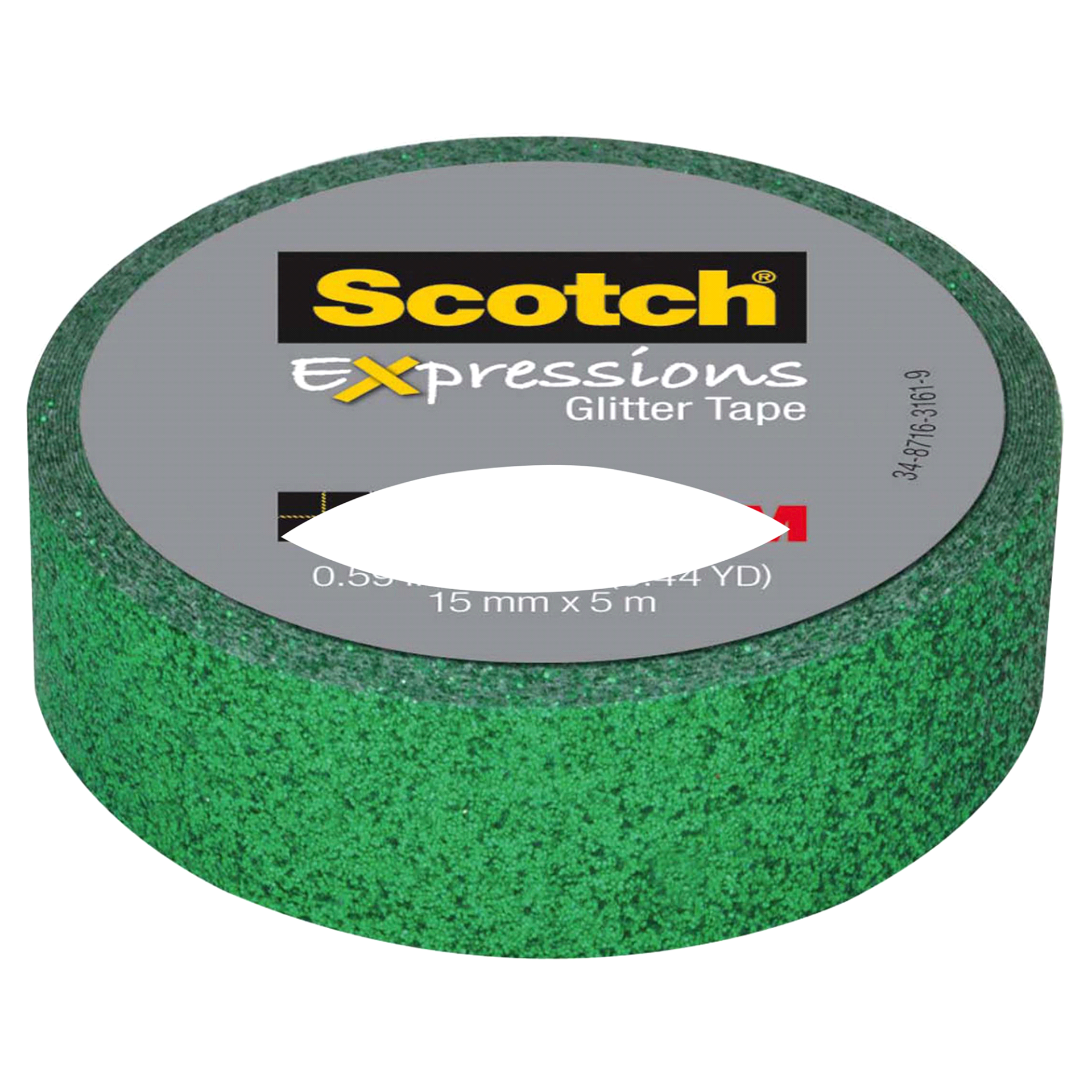 slide 1 of 3, Scotch Expressions Glitter Tape, Dark Green, 0.59 in x 196 in