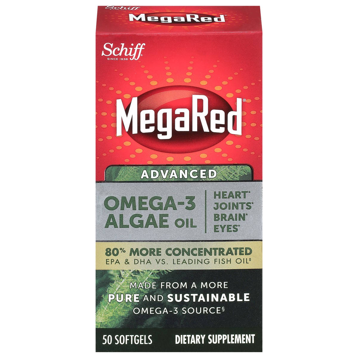 slide 1 of 9, MegaRed Advanced Omega-3 Algae Oil 50 ea, 50 ct