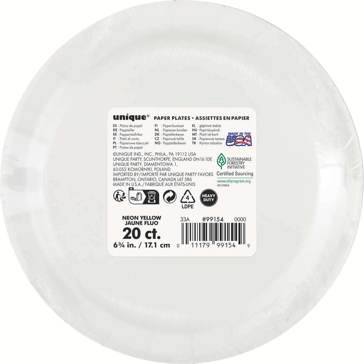 slide 5 of 5, Unique Neon Yellow Solid 7" Plates, 20 ct