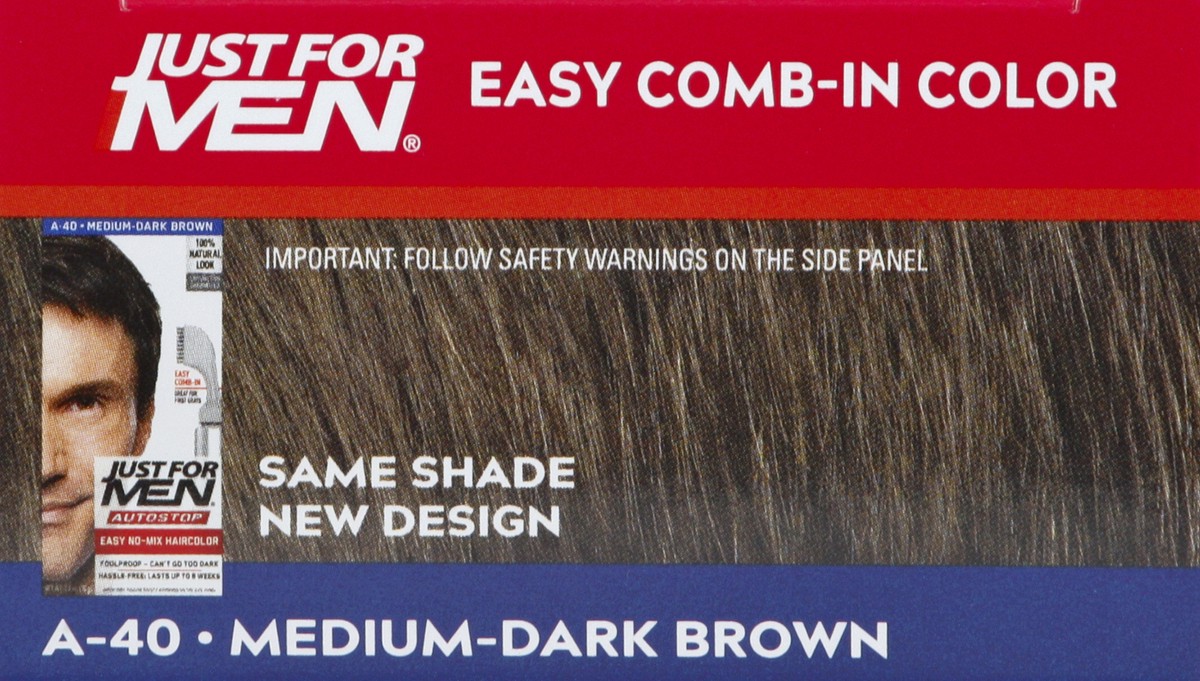 slide 9 of 11, Just for Men Medium-Dark Brown A-40 Easy Comb-In Color 1 ea, 1 ct