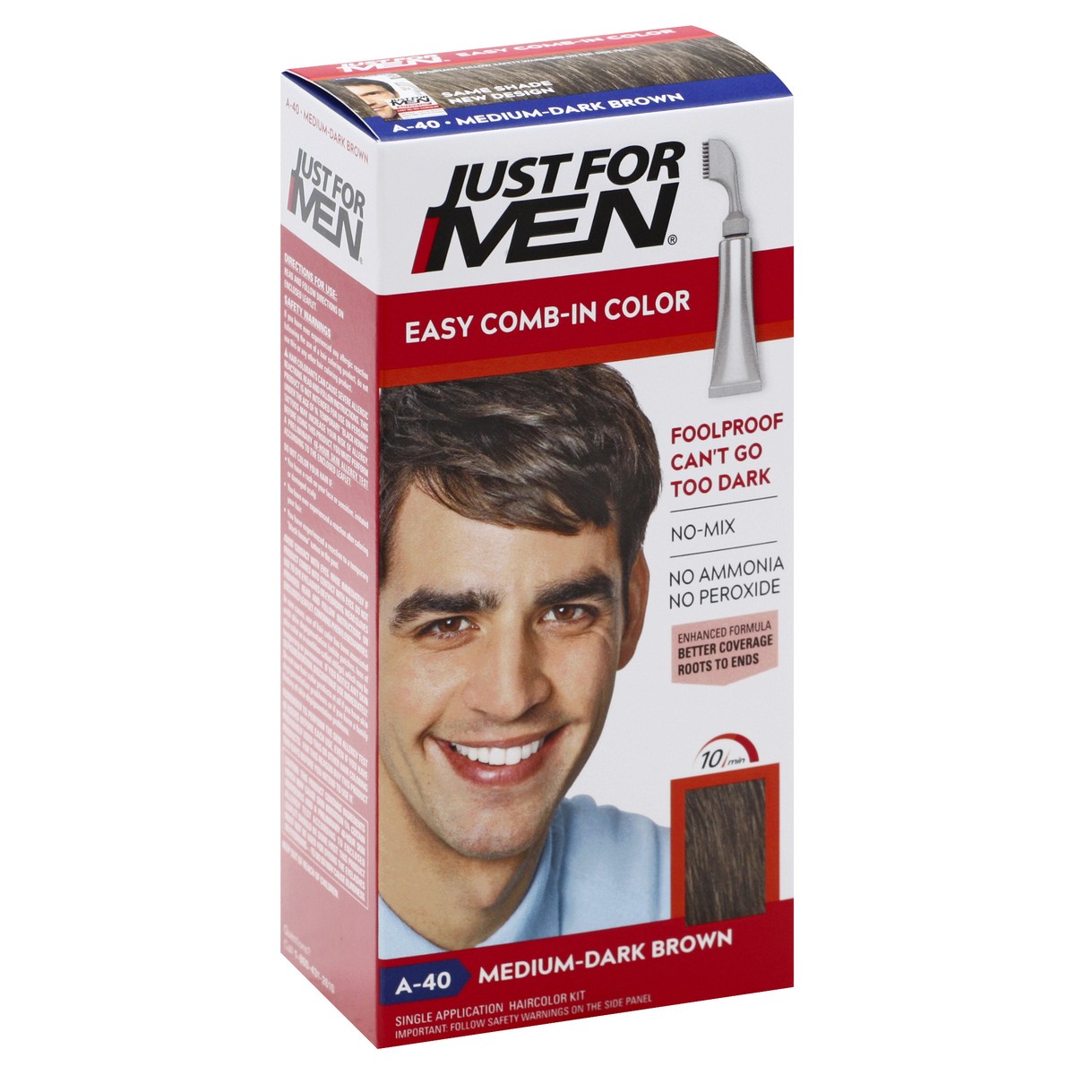 slide 10 of 11, Just for Men Medium-Dark Brown A-40 Easy Comb-In Color 1 ea, 1 ct
