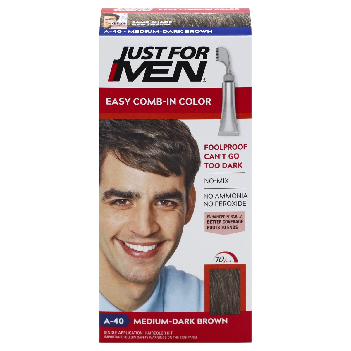 slide 6 of 11, Just for Men Medium-Dark Brown A-40 Easy Comb-In Color 1 ea, 1 ct