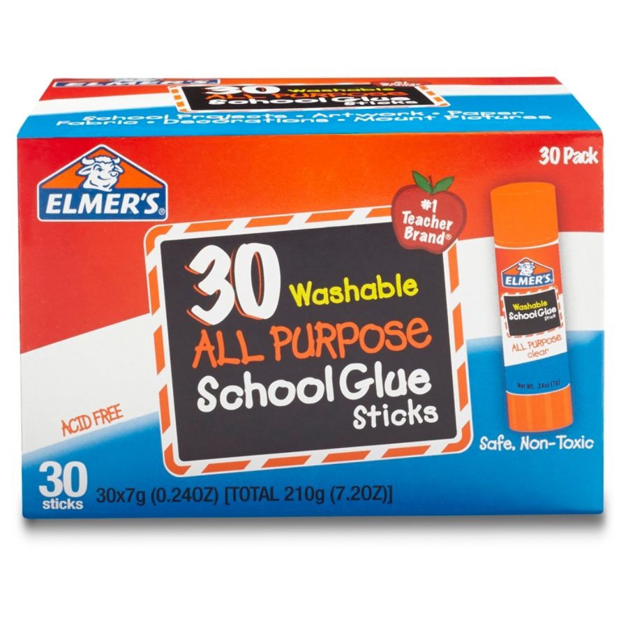 slide 6 of 7, Elmer's Glue Stick Classroom Pack, All-Purpose Clear, Box Of 30, 30 ct