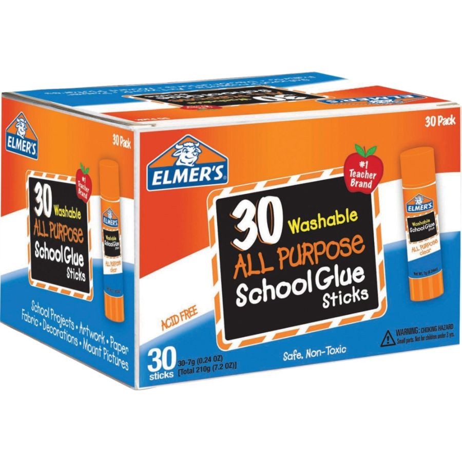 slide 4 of 7, Elmer's Glue Stick Classroom Pack, All-Purpose Clear, Box Of 30, 30 ct