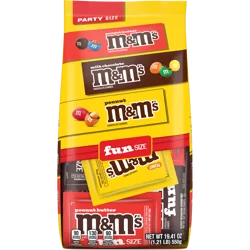 M&M'S Milk Chocolate, Peanut & Peanut Butter Fun Size Variety Pack, Party Size, 19.41 Oz Bulk Candy Bag