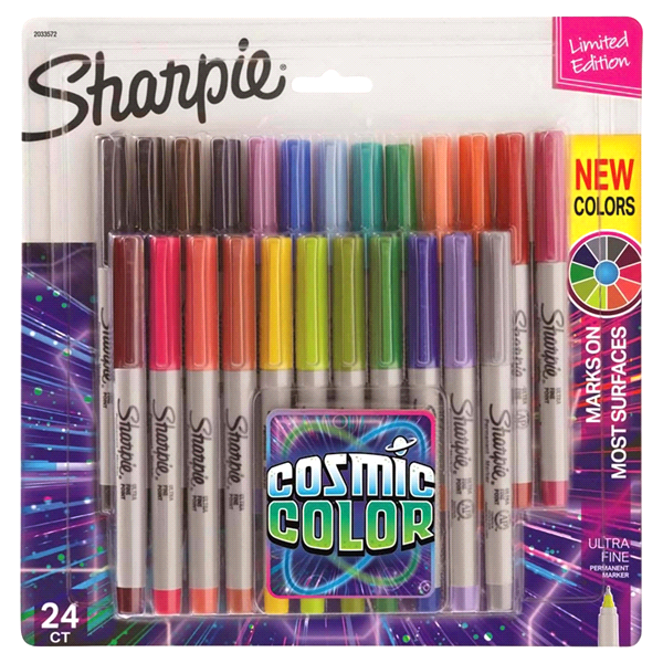 slide 1 of 1, Sharpie Permanent Markers Ultra Fine Point Cosmic Color Limited Edition, 24 ct