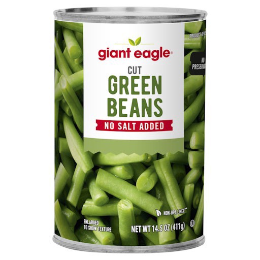slide 1 of 1, Giant Eagle Green Beans, Cut, No Salt Added, 14.5 oz