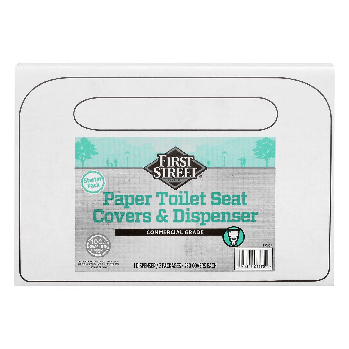 slide 1 of 1, First Street Toilet Seat Covers & Dispenser Paper Starter Pack, 1 ct
