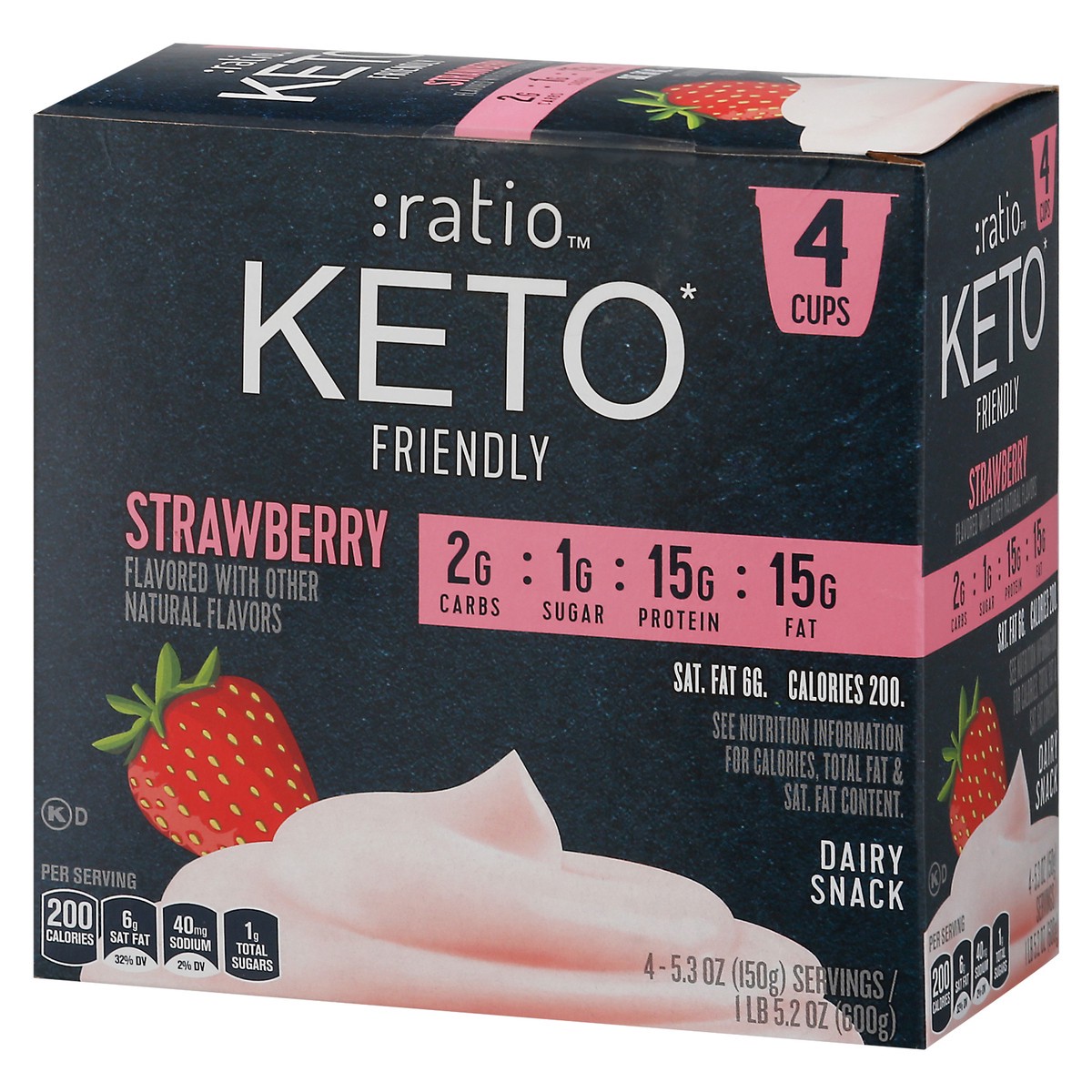 slide 3 of 10, :ratio Keto Friendly Yogurt Cultured Dairy Snack Cups, 4 Count, 5.3 OZ, 4 ct