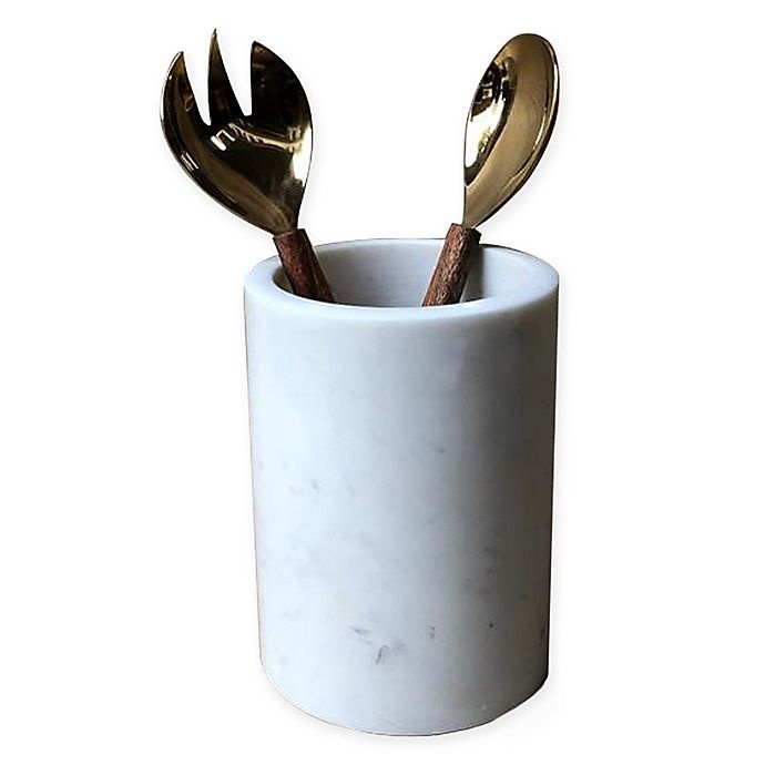 slide 1 of 1, Artisanal Kitchen Supply White Marble Utensil Holder, 1 ct