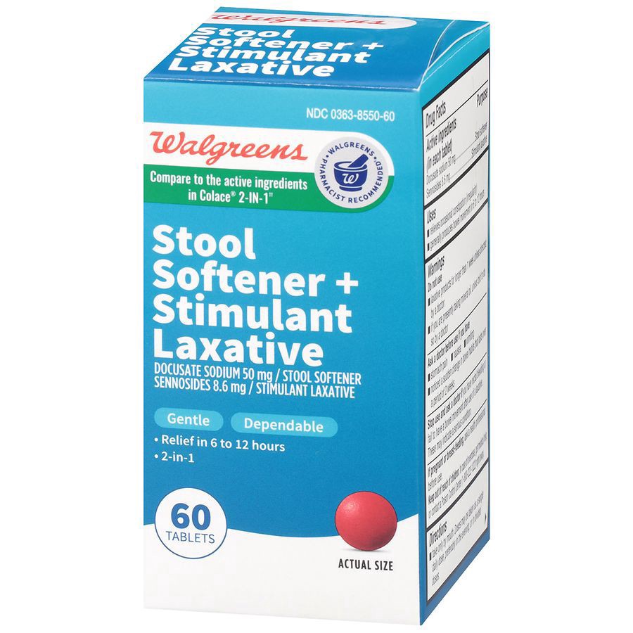 slide 5 of 5, Walgreens Easy-Lax Plus Tablets, 60 ct