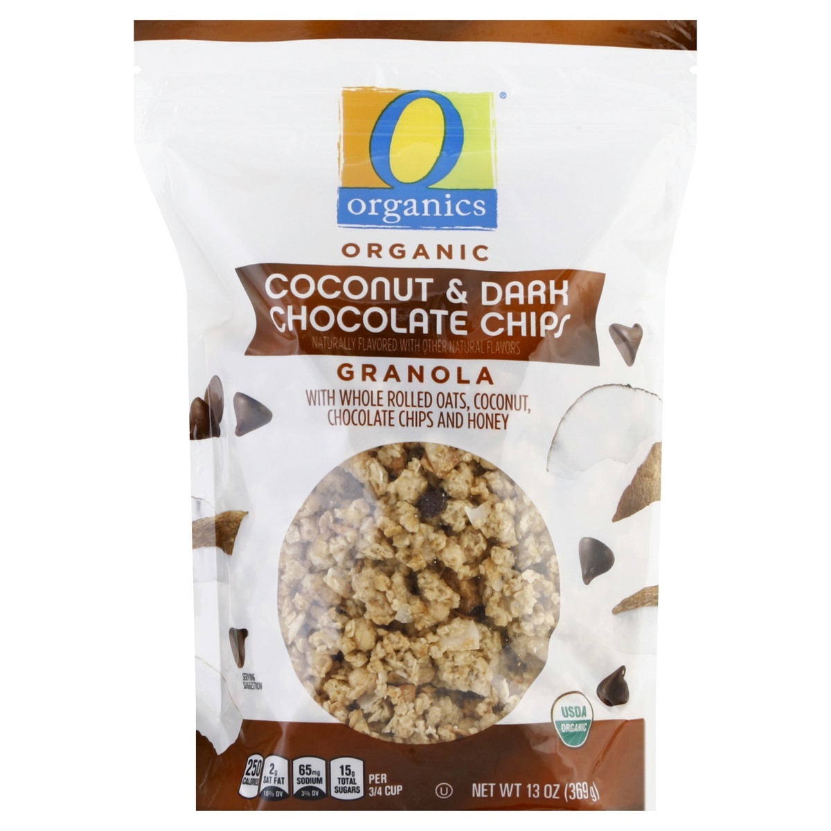 slide 1 of 2, O Organics Organic Coconut & Dark Chocolate Chips Granola, 13 oz