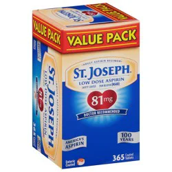St. Joseph Aspirin, Low Dose, Coated, 81 mg, Tablets, Value Pack