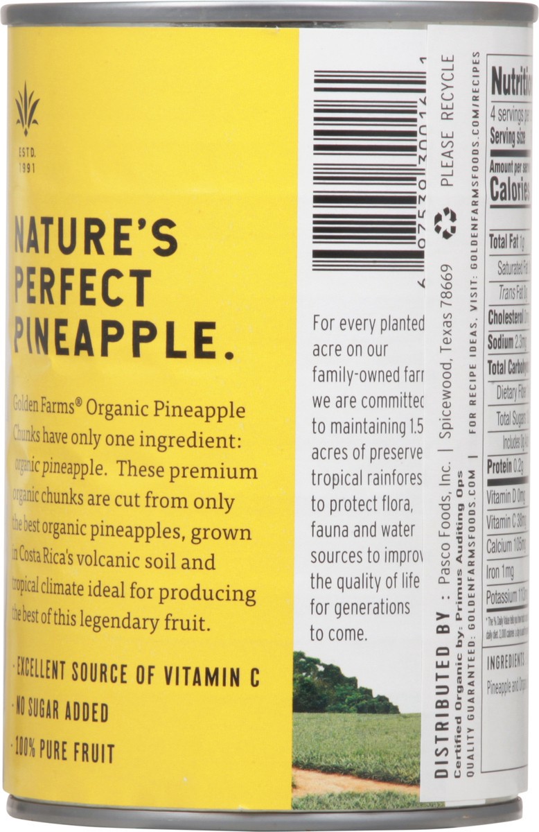 slide 6 of 12, Golden Farms Organic Unsweetened Pineapple Chunks 14 oz, 14 oz