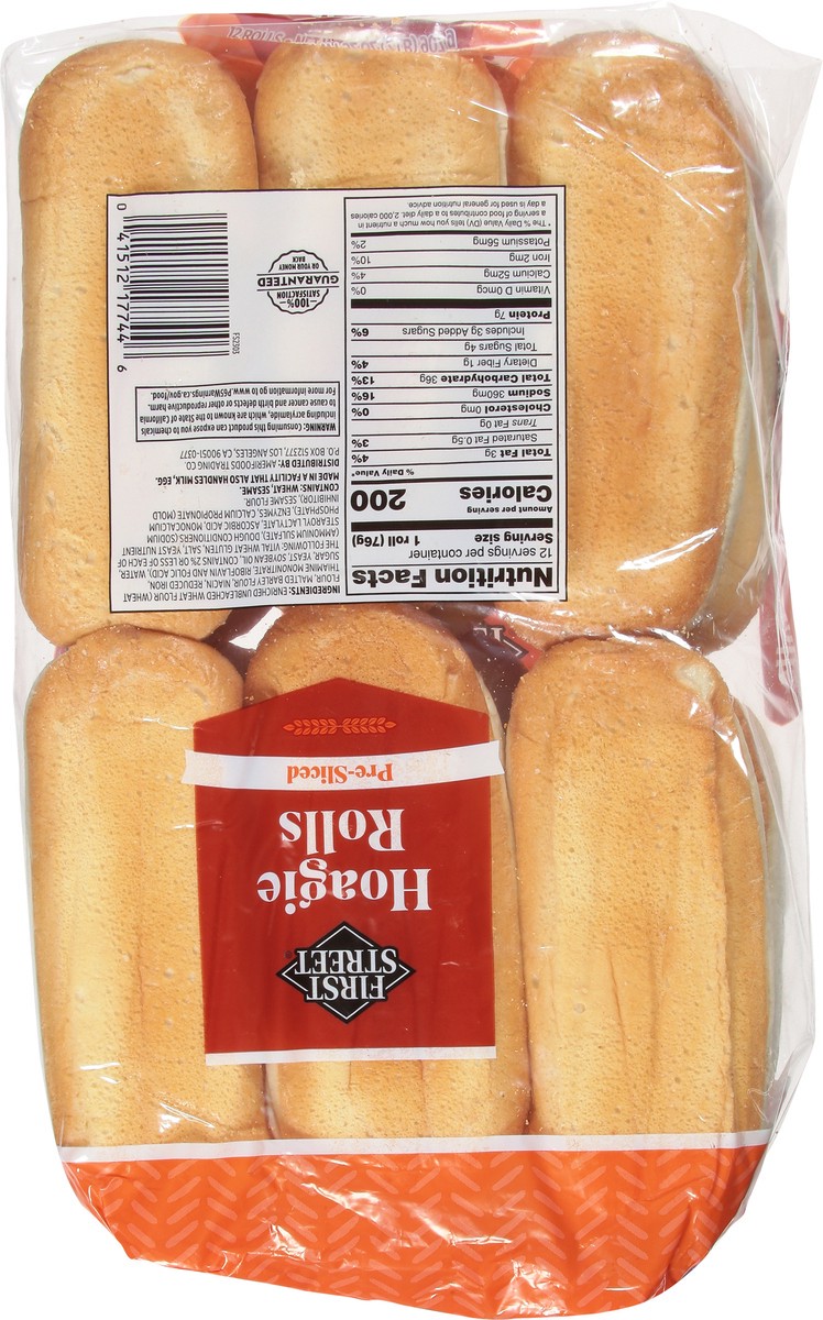 slide 4 of 14, First Street Hoagie Rolls Pre-Sliced, 32 oz