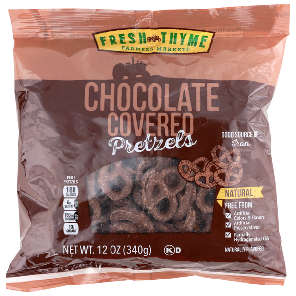 slide 1 of 1, Fresh Thyme Ft Chocolate Pretzel Bag, 12 oz