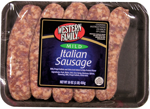 slide 1 of 1, Western Family Mild Italian Sausage, 16 oz