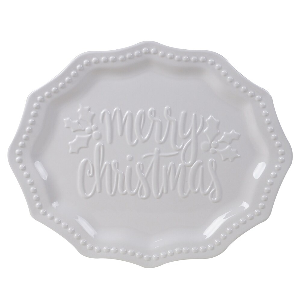 slide 1 of 1, Holiday Home Home For Christimas Merry Christmas Oval Serve Platter, 1 ct