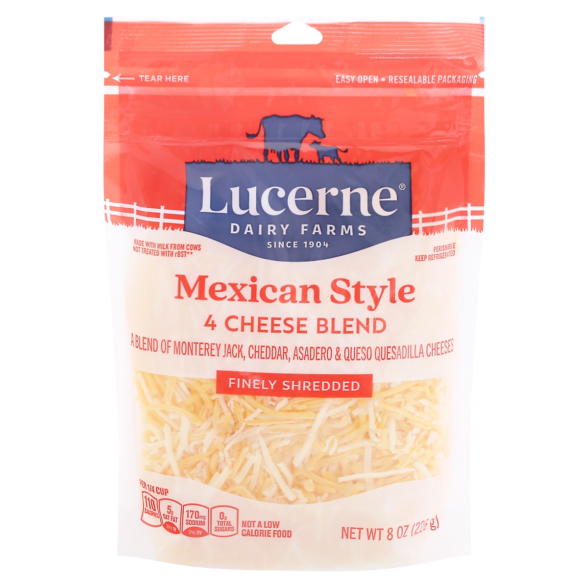 slide 1 of 9, Lucerne Dairy Farms Cheese Finely Shredded Mexican Four Blend,
