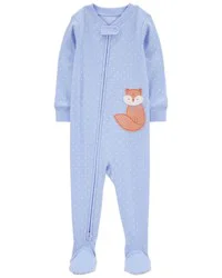 Carter's Baby 1-Piece Fox 100% Snug Fit Cotton Footie Pajamas Blue 18M