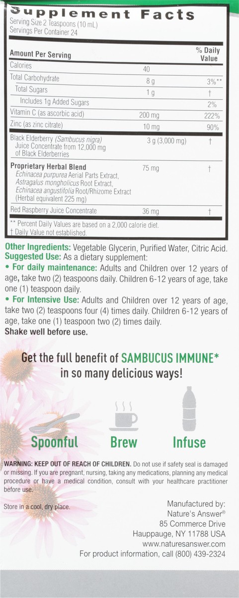 slide 9 of 13, Nature's Answer Natans Sambucus Immune, 8 fl oz