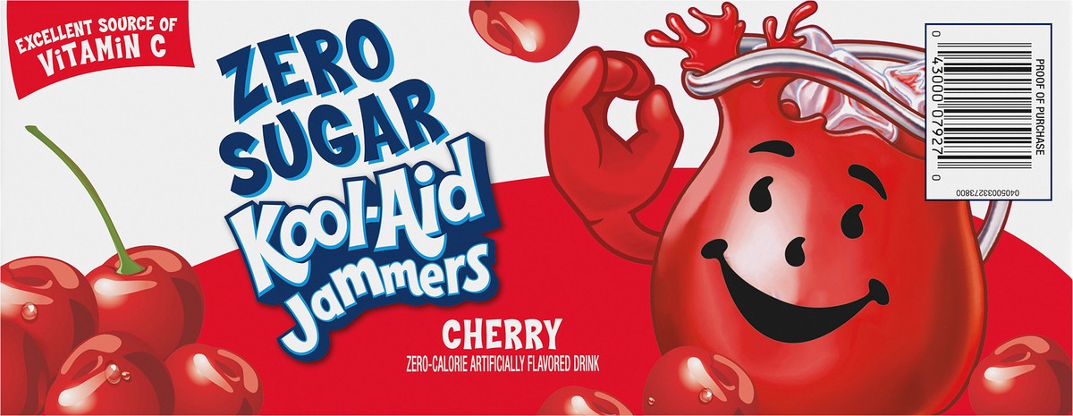 slide 5 of 9, Kool-Aid Jammers Cherry Zero Sugar Artificially Flavored Soft Drink, 10 ct Box, 6 fl oz Pouches, 10 ct