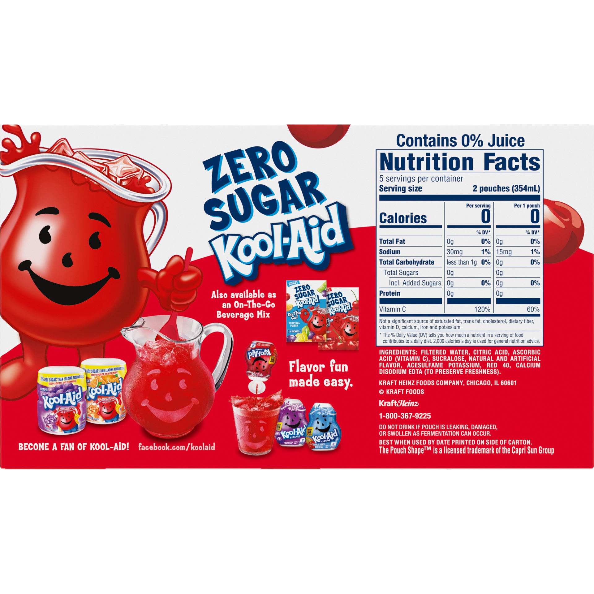 KoolAid Jammers Cherry Zero Sugar Artificially Flavored Soft Drink 10