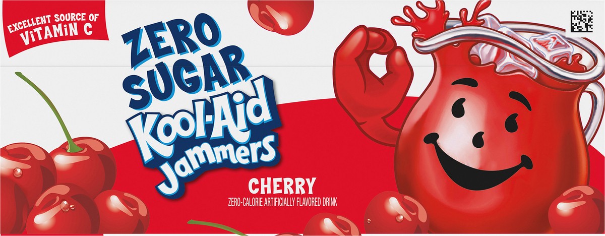 slide 3 of 9, Kool-Aid Jammers Cherry Zero Sugar Artificially Flavored Soft Drink, 10 ct Box, 6 fl oz Pouches, 10 ct