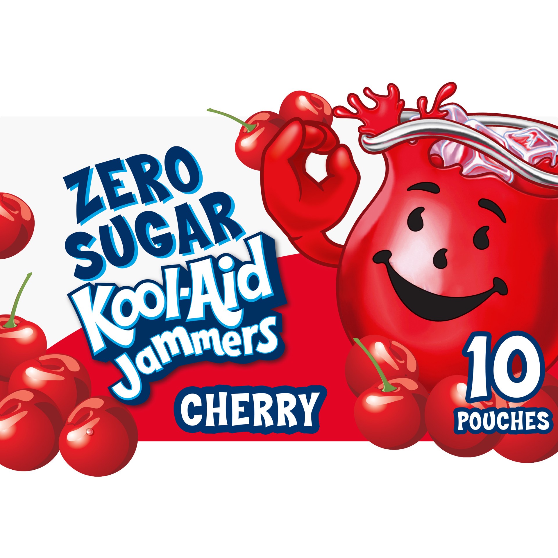 slide 1 of 9, Kool-Aid Jammers Cherry Zero Sugar Artificially Flavored Soft Drink, 10 ct Box, 6 fl oz Pouches, 10 ct