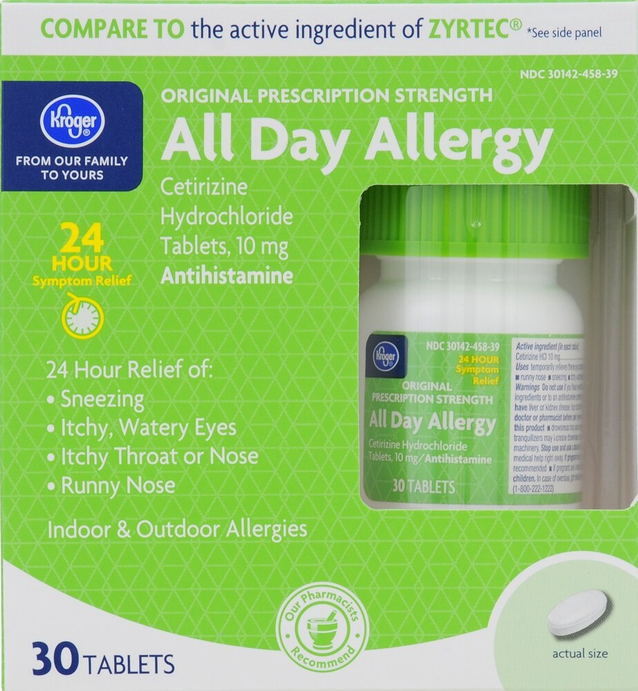 slide 1 of 1, Kroger All Day Allergy Antihistamine Tablets, 30 ct