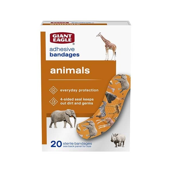 slide 1 of 1, Giant Eagle Adhesive Bandages, Animals Print, 20 bc