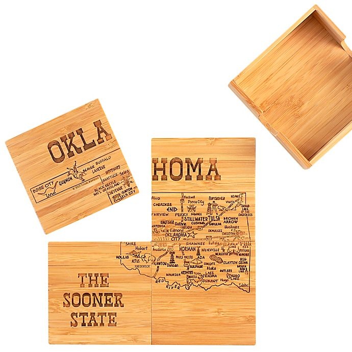 slide 1 of 2, Totally Bamboo Oklahoma Puzzle Coaster Set, 5 ct