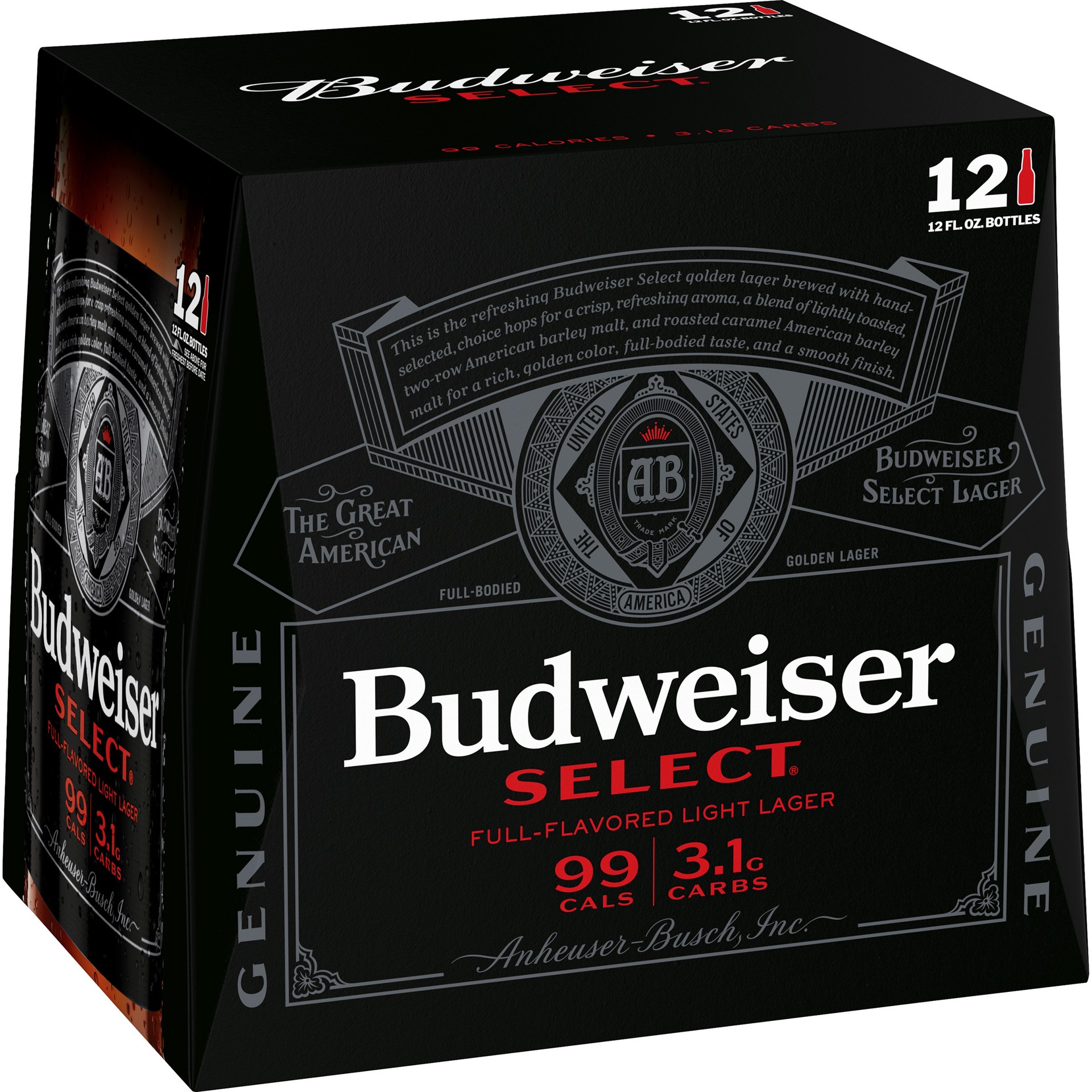 slide 1 of 1, Budweiser Select Light Beer, 12 Pack 12 fl. oz. Bottles, 4.3% ABV, 12 ct; 12 oz
