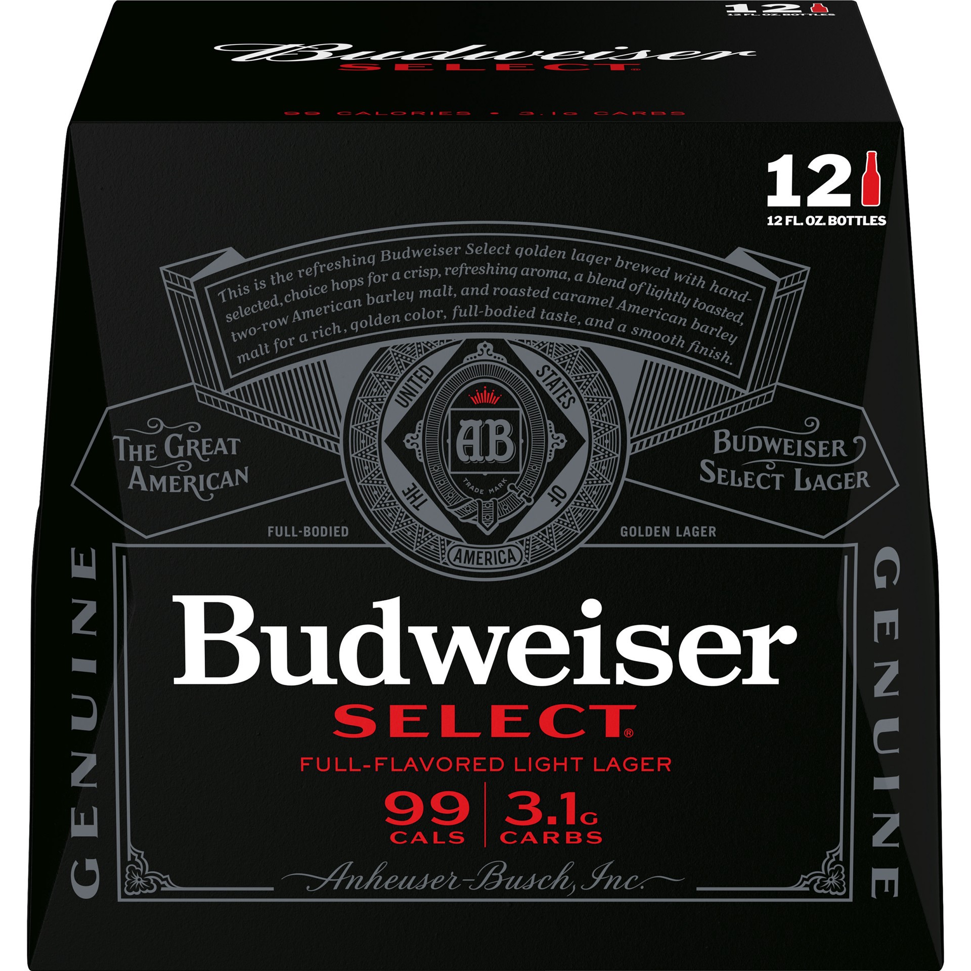 slide 1 of 1, Budweiser Select Light Beer, 12 Pack 12 fl. oz. Bottles, 4.3% ABV, 12 ct; 12 oz