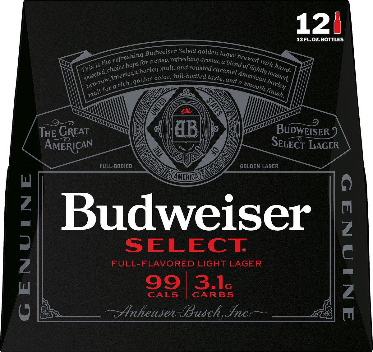 slide 1 of 1, Budweiser Select Full-Flavored Lager Beer 12 ea, 12 ct