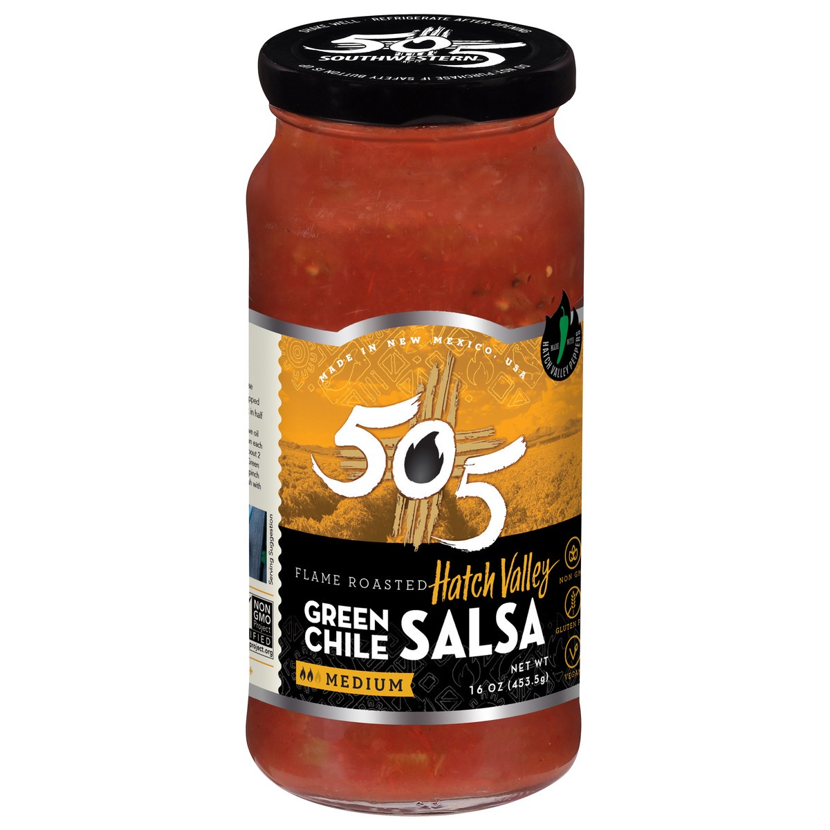 slide 1 of 9, Hatch Valley Medium Flame Roasted Green Chile Salsa 16 oz, 16 oz