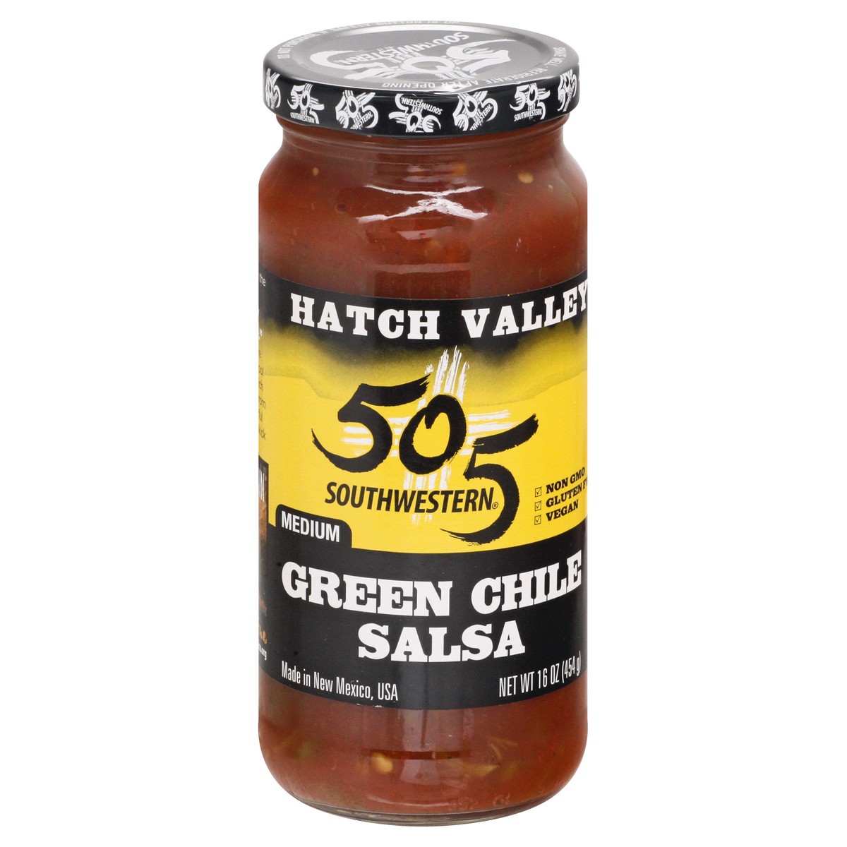 slide 1 of 11, 505 Southwestern Hatch Valley Medium Green Chile Salsa, 16 oz