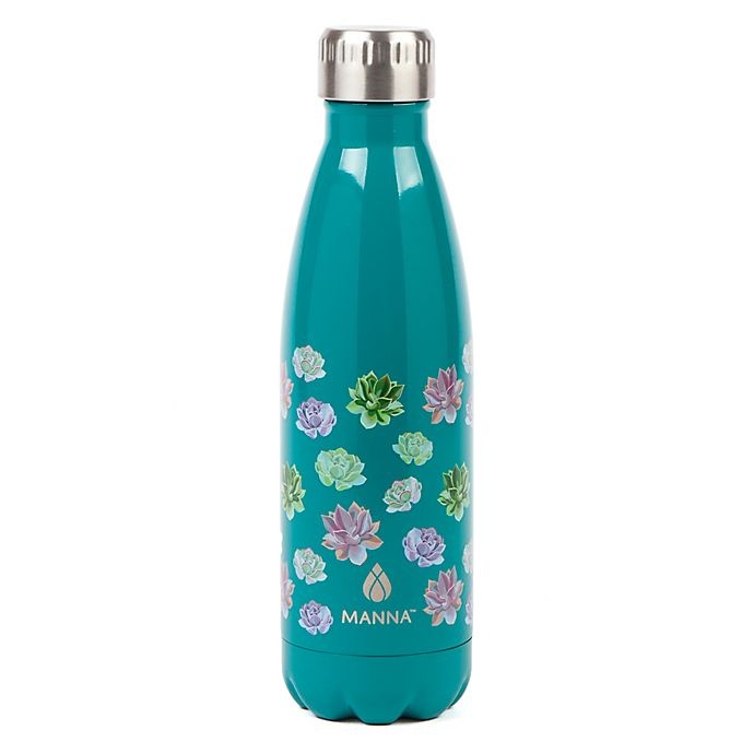 slide 1 of 1, Manna Organics Vogue Stainless Steel Double Wall Water Bottle - Succlents, 17 oz