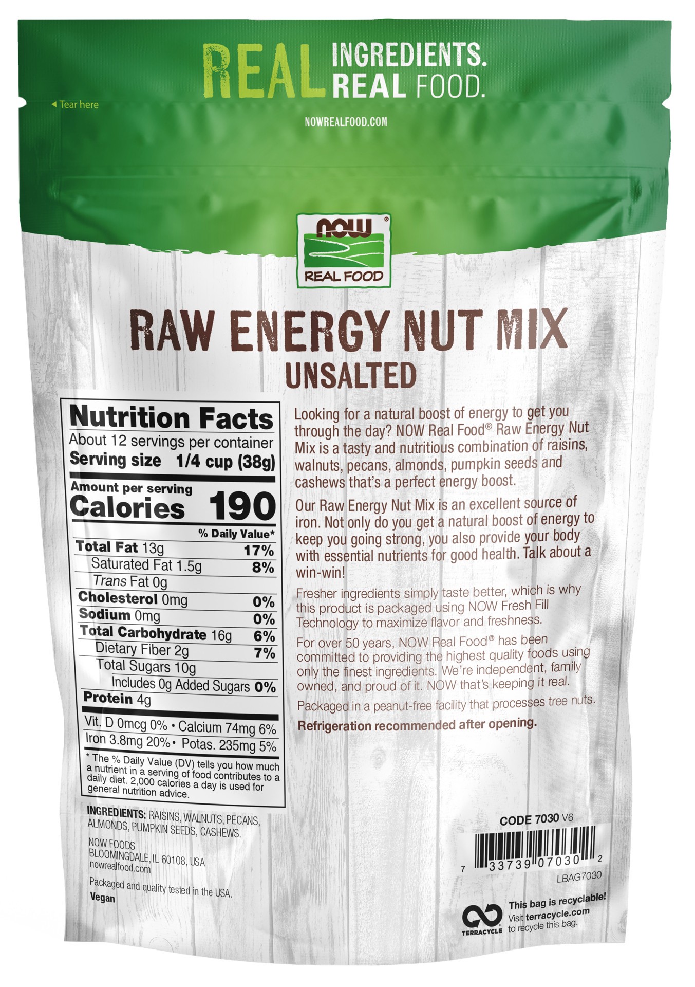 slide 2 of 3, NOW Real Food Raw Energy Nut Mix, Unsalted - 16 oz., 16 oz