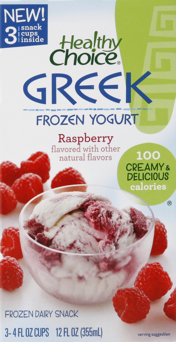 slide 4 of 4, Healthy Choice Raspberry Greek Frozen Yogurt, 3 ct; 4 oz