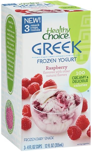 slide 1 of 1, Healthy Choice Raspberry Greek Frozen Yogurt, 3 ct; 4 oz