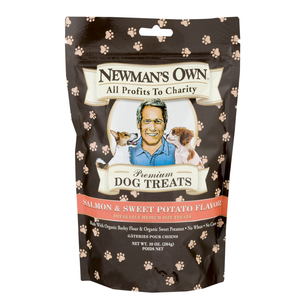 slide 1 of 1, Newman's Own Premium Dog Treats Salmon & Sweet Potato Medium Sized, 10 oz