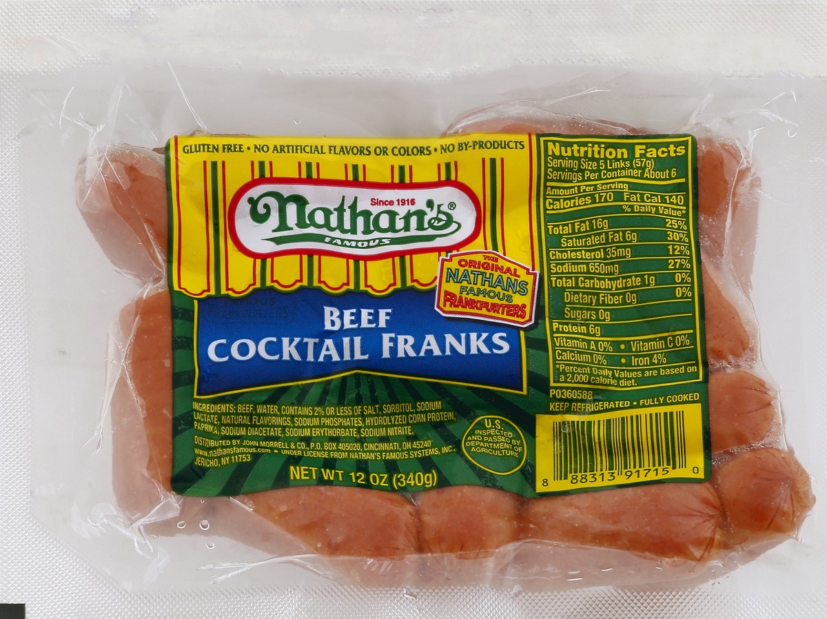 slide 1 of 6, Nathan's Famous Franks 12 oz, 12 oz