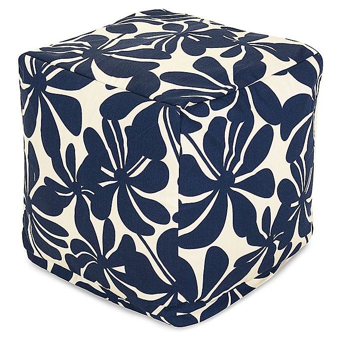 slide 1 of 6, Majestic Home Goods Polyester Plantation Ottoman - Navy, 1 ct